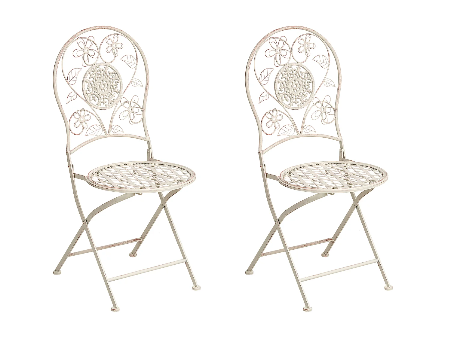 Lot de 2 chaises de jardin YAVIZA  Pliant Métal Beige clair
