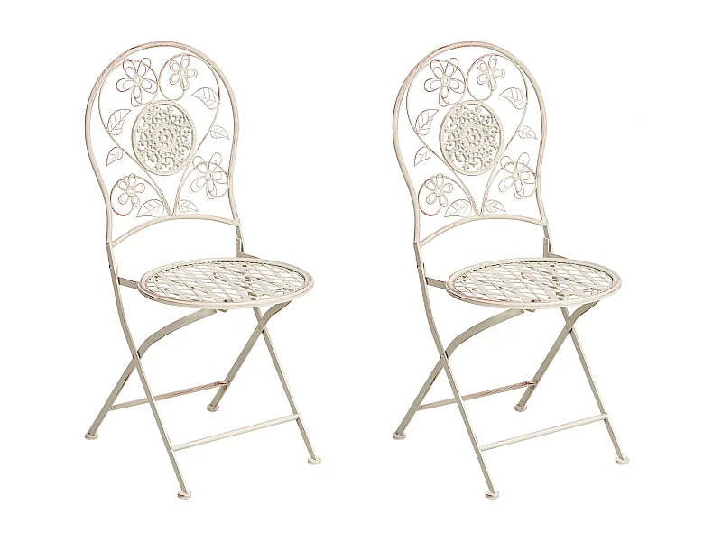 Lot de 2 chaises de jardin YAVIZA Pliant Métal Beige clair