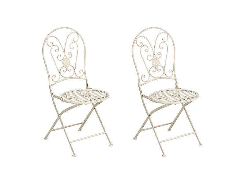 Lot de 2 chaises de jardin COGGIA Pliant Métal Beige clair