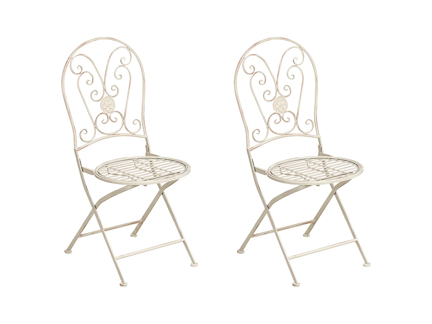 Lot de 2 chaises de jardin COGGIA Pliant Métal Beige clair