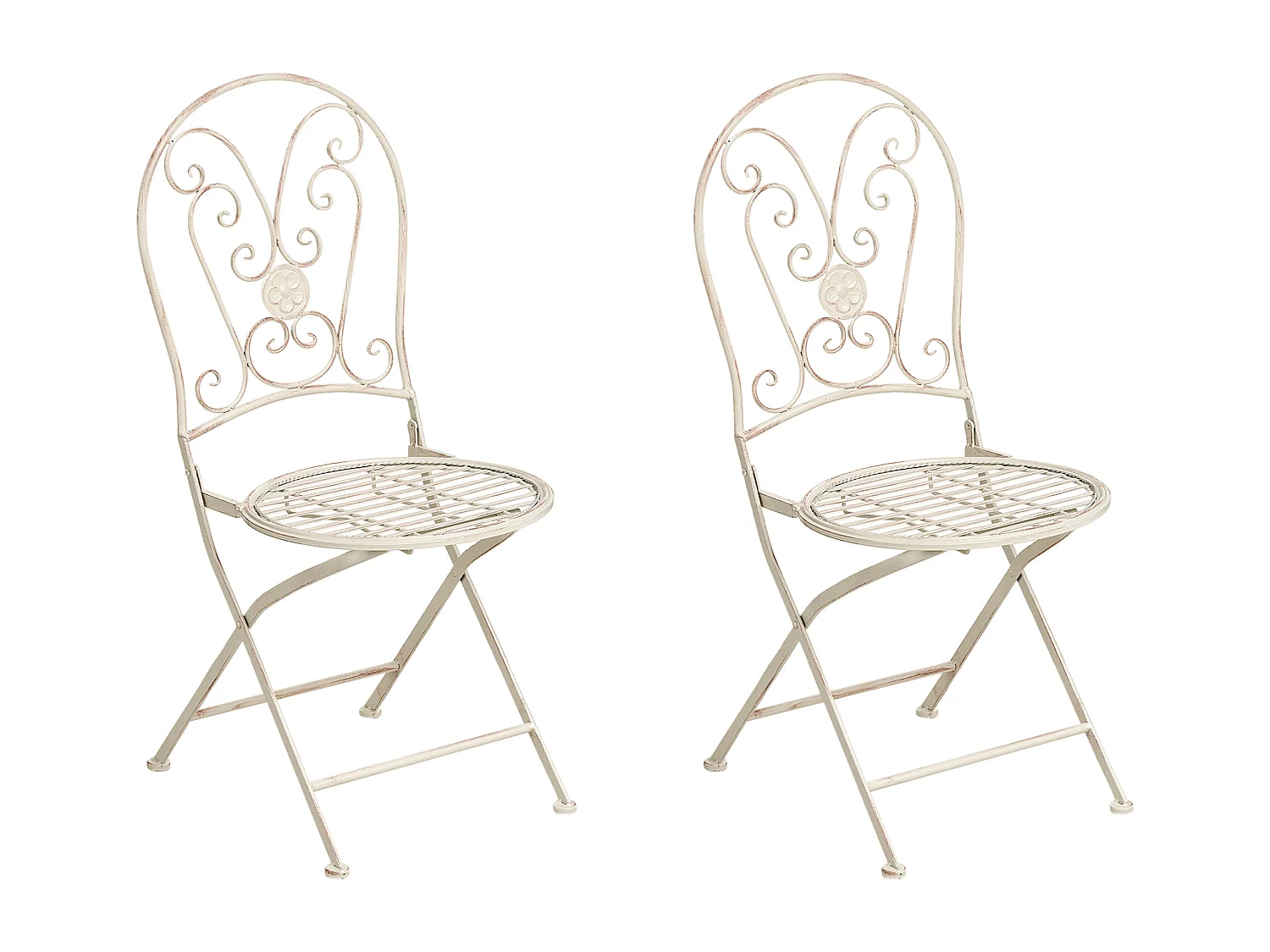 Lot de 2 chaises de jardin COGGIA Pliant Métal Beige clair