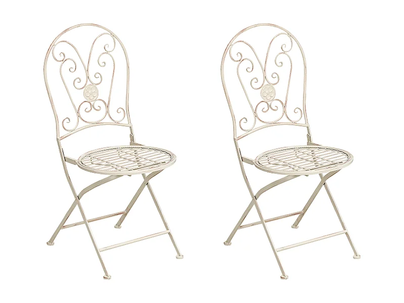 Lot de 2 chaises de jardin COGGIA Pliant Métal Beige clair