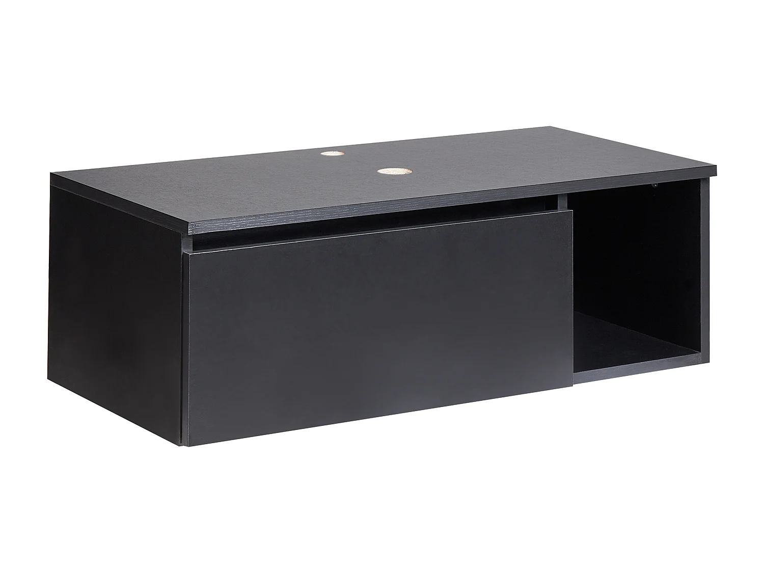 Hänge Waschbeckenunterschrank schwarz 80x40 cm mit Klappe und Regal Rupanco