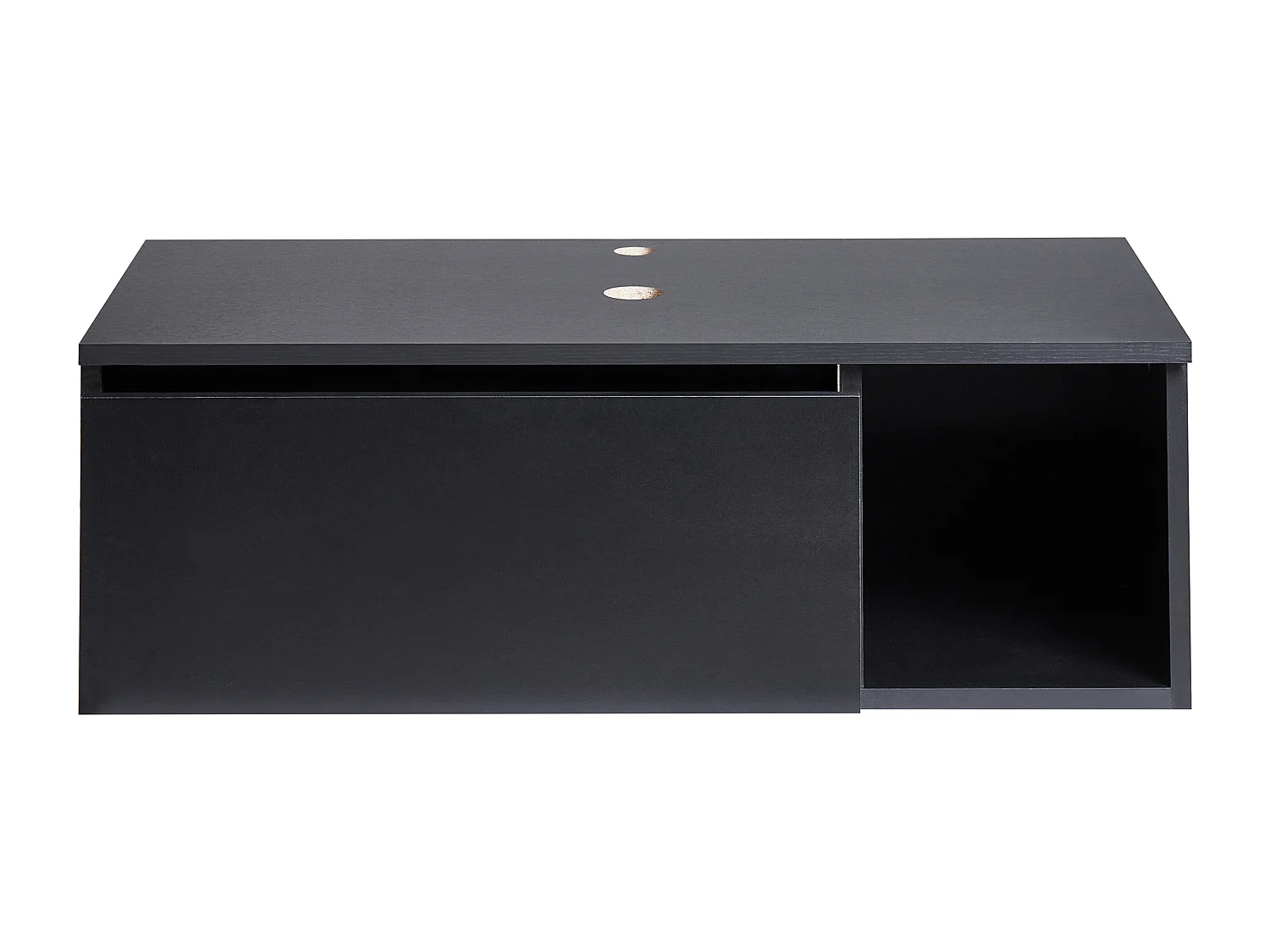 Hänge Waschbeckenunterschrank schwarz 80x40 cm mit Klappe und Regal Rupanco