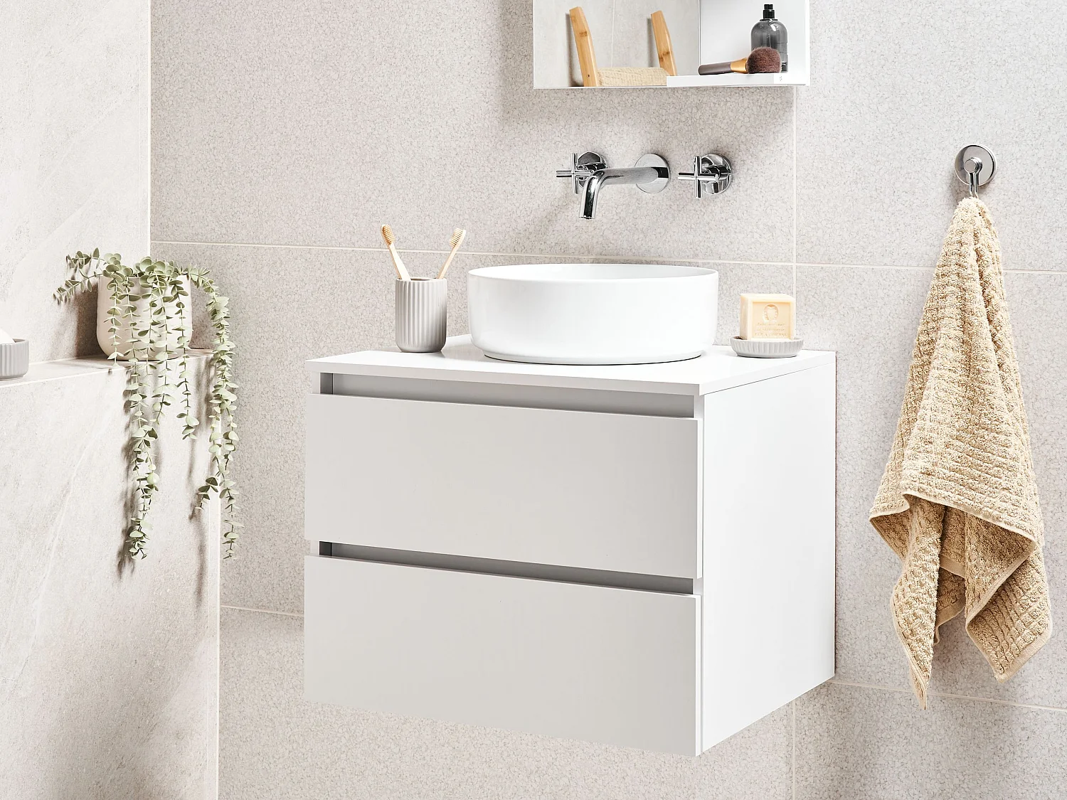 Meuble lavabo mural SERRA 60 cm Blanc