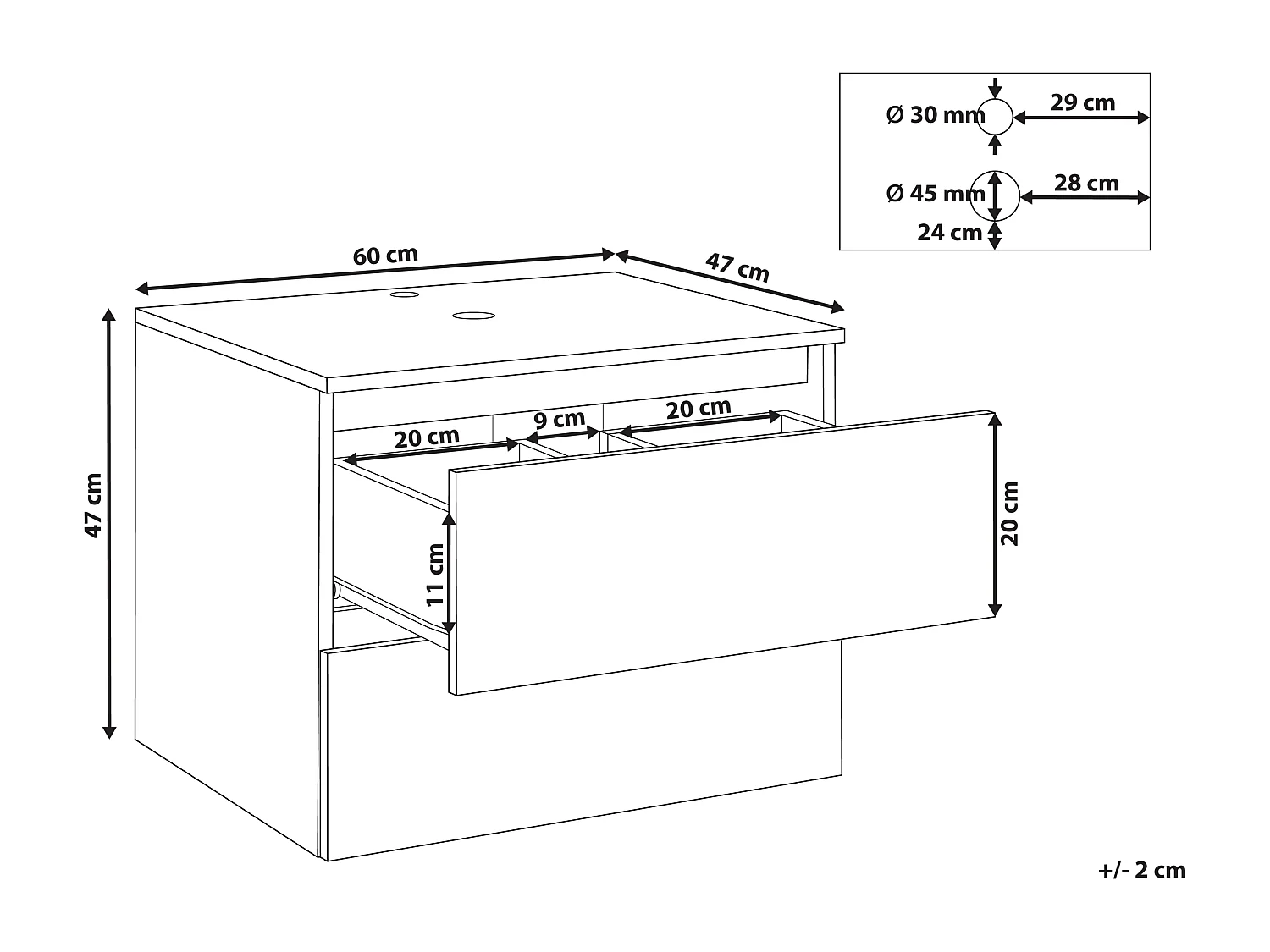 Meuble lavabo mural SERRA 60 cm Blanc