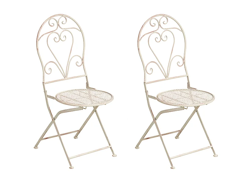 Lot de 2 chaises de jardin FOLELLI Pliant Métal Beige clair