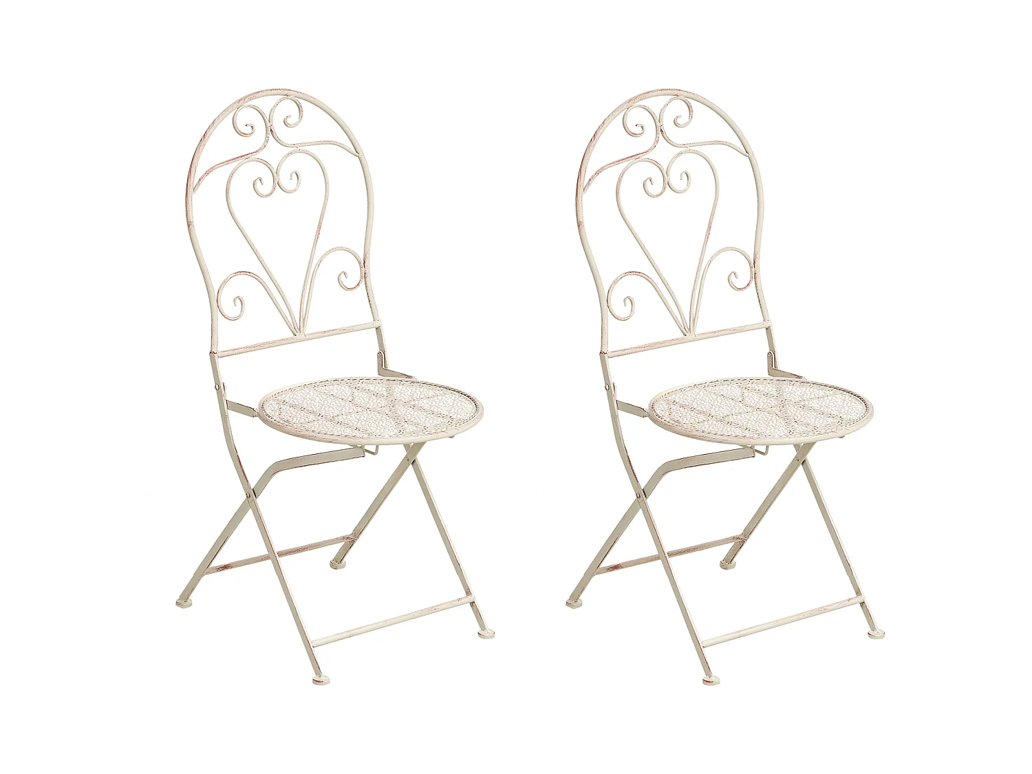 Lot de 2 chaises de jardin FOLELLI Pliant Métal Beige clair
