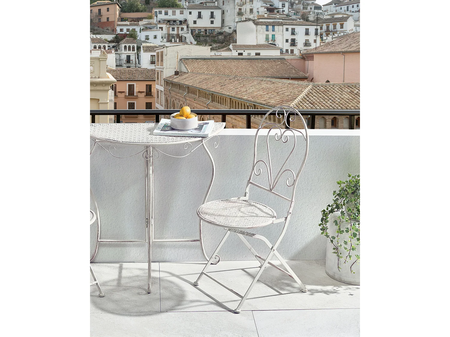 Lot de 2 chaises de jardin FOLELLI Pliant Métal Beige clair