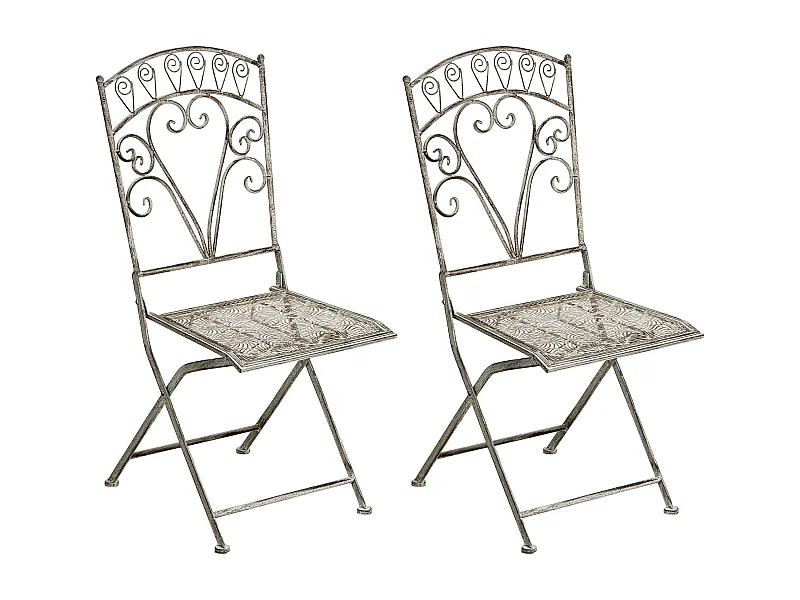 Lot de 2 chaises de jardin NURRA Pliant Métal Gris