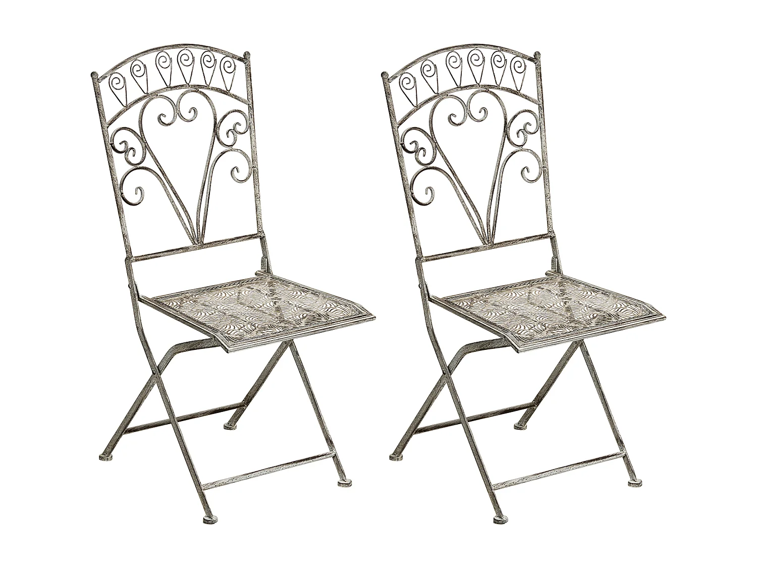 Lot de 2 chaises de jardin NURRA  Pliant Métal Gris
