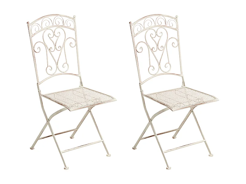 Lot de 2 chaises de jardin JUINA Pliant Métal Beige clair