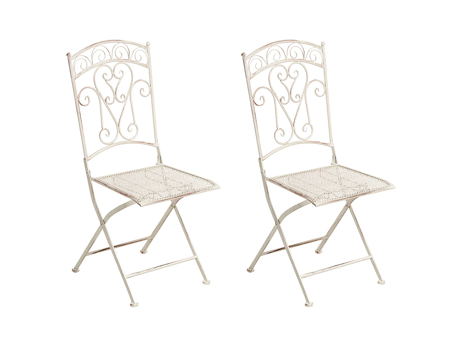 Lot de 2 chaises de jardin JUINA Pliant Métal Beige clair