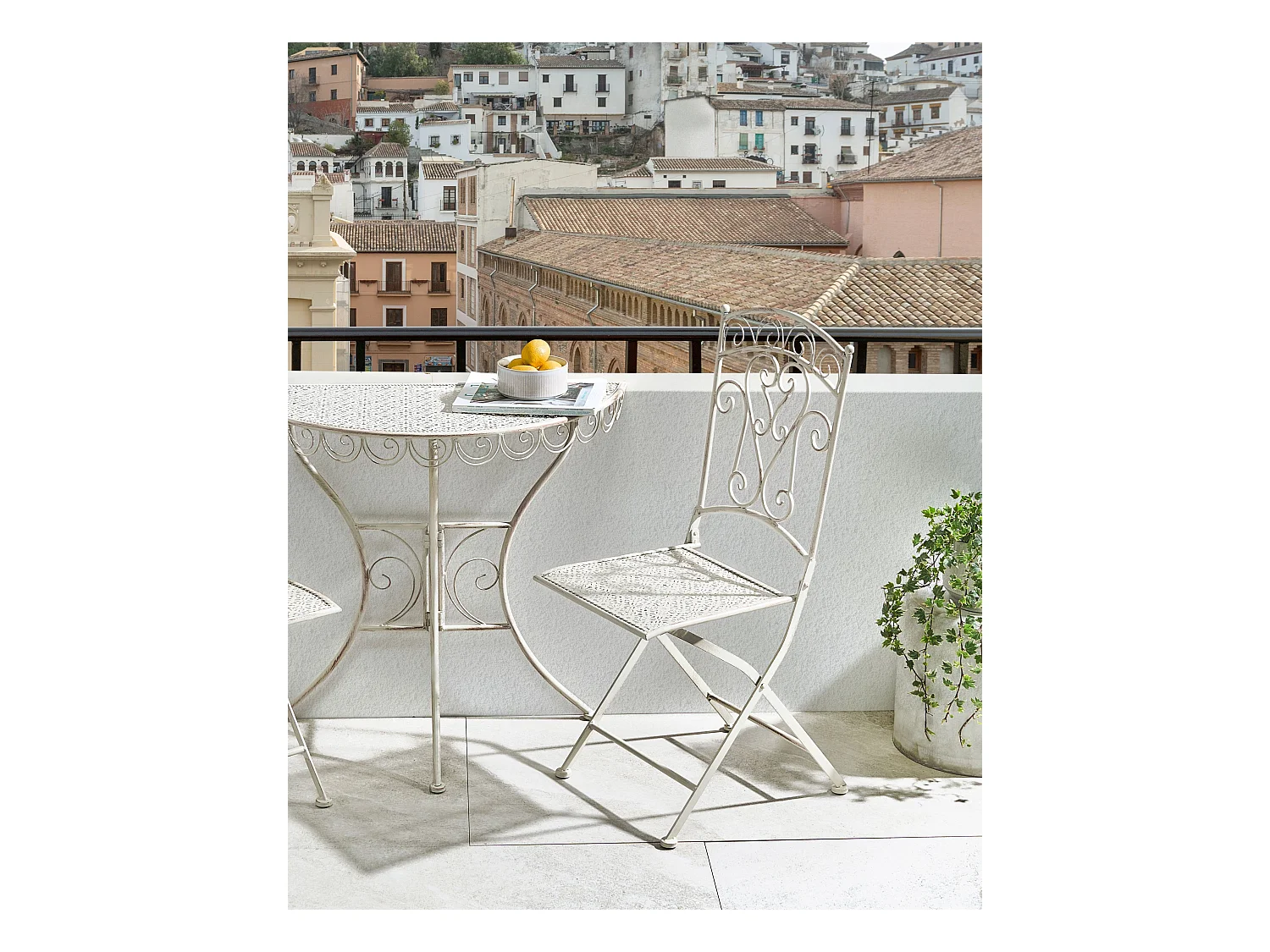 Lot de 2 chaises de jardin JUINA Pliant Métal Beige clair