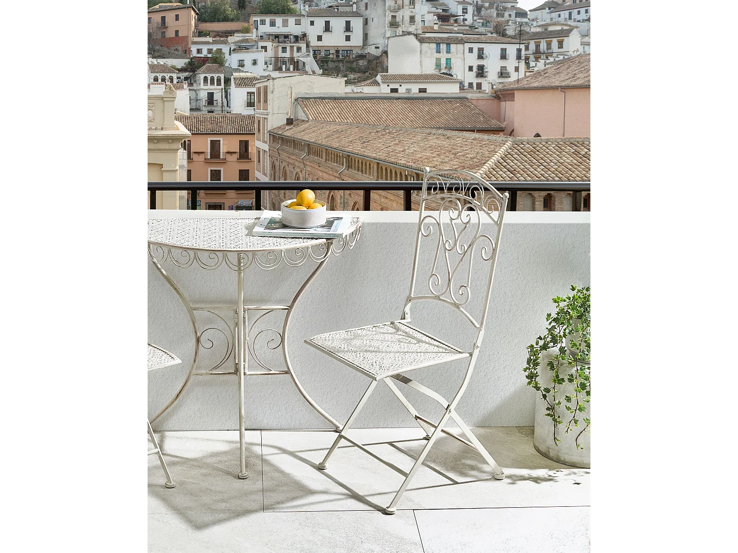 Lot de 2 chaises de jardin JUINA Pliant Métal Beige clair