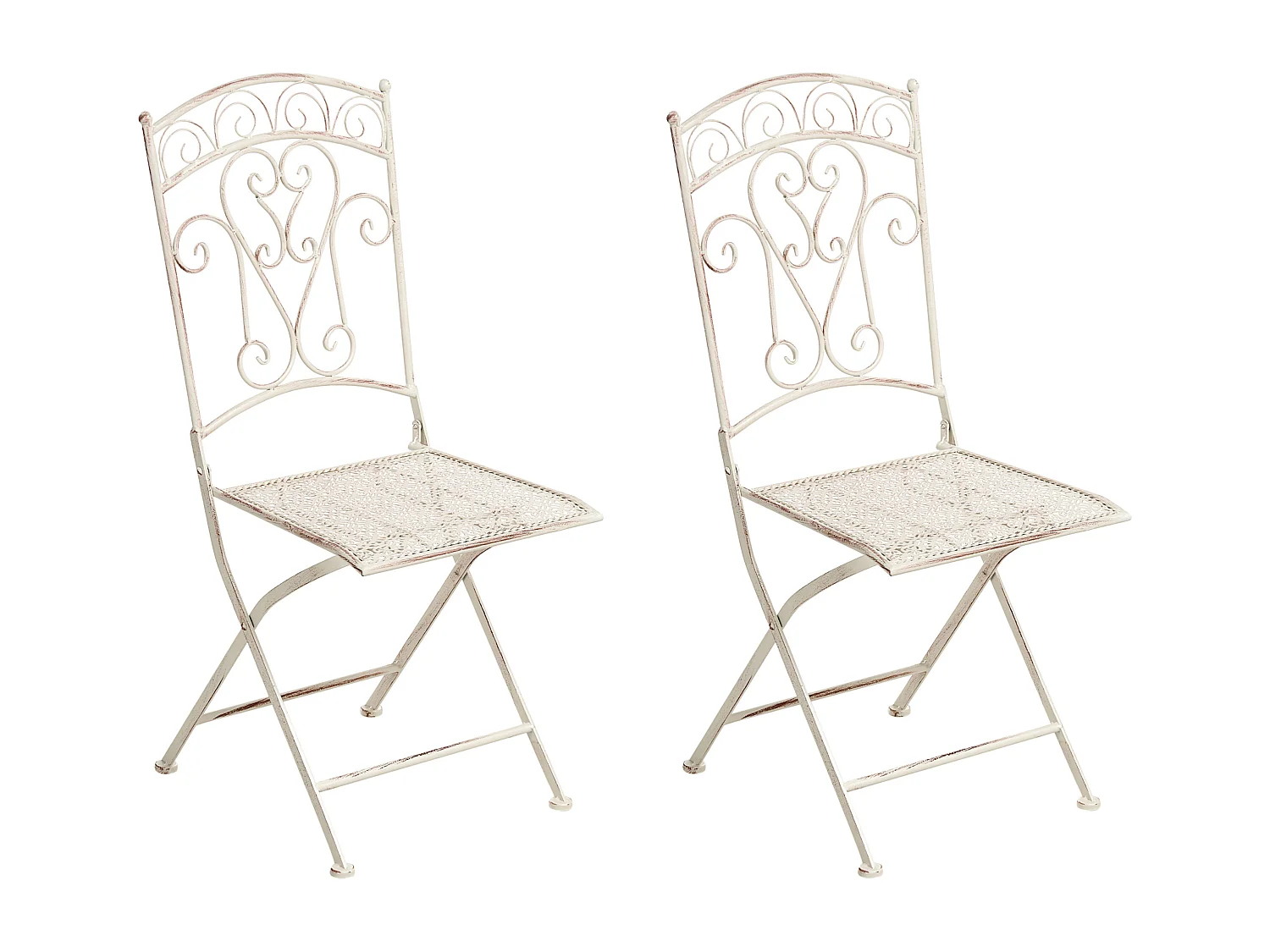 Lot de 2 chaises de jardin JUINA Pliant Métal Beige clair