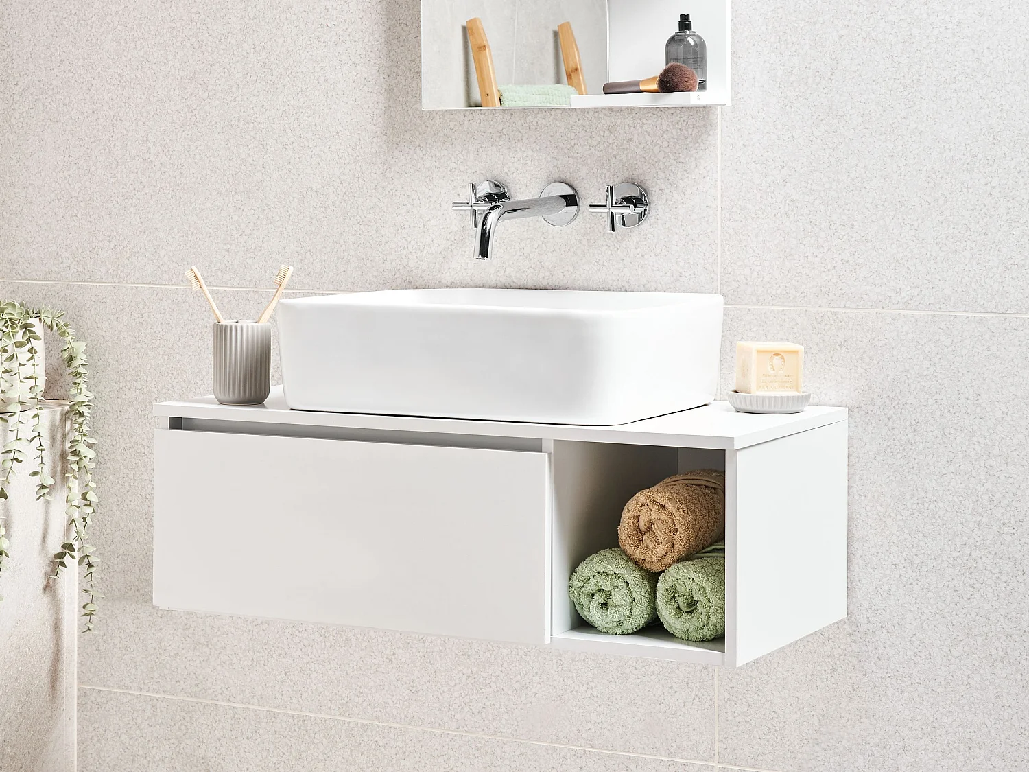 Mobile lavabo da parete RUPANCO 80 cm Bianco