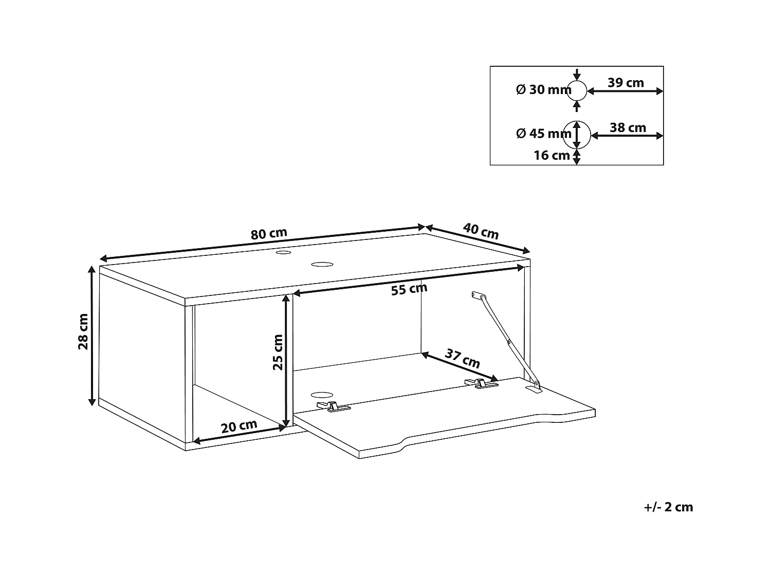 Meuble lavabo mural CASCAVEL 80 cm Blanc