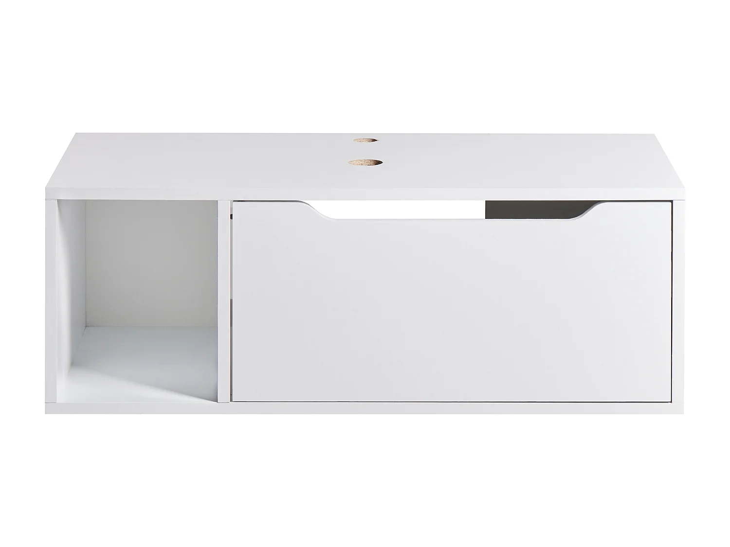 Hänge Waschbeckenunterschrank weiß 80x40 cm mit Klappe und Regal modern Cascavel