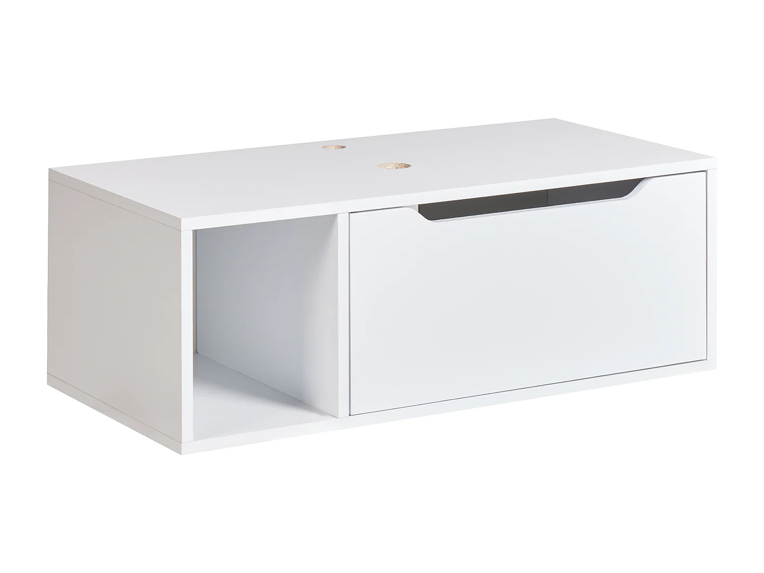 Hänge Waschbeckenunterschrank weiß 80x40 cm mit Klappe und Regal modern Cascavel