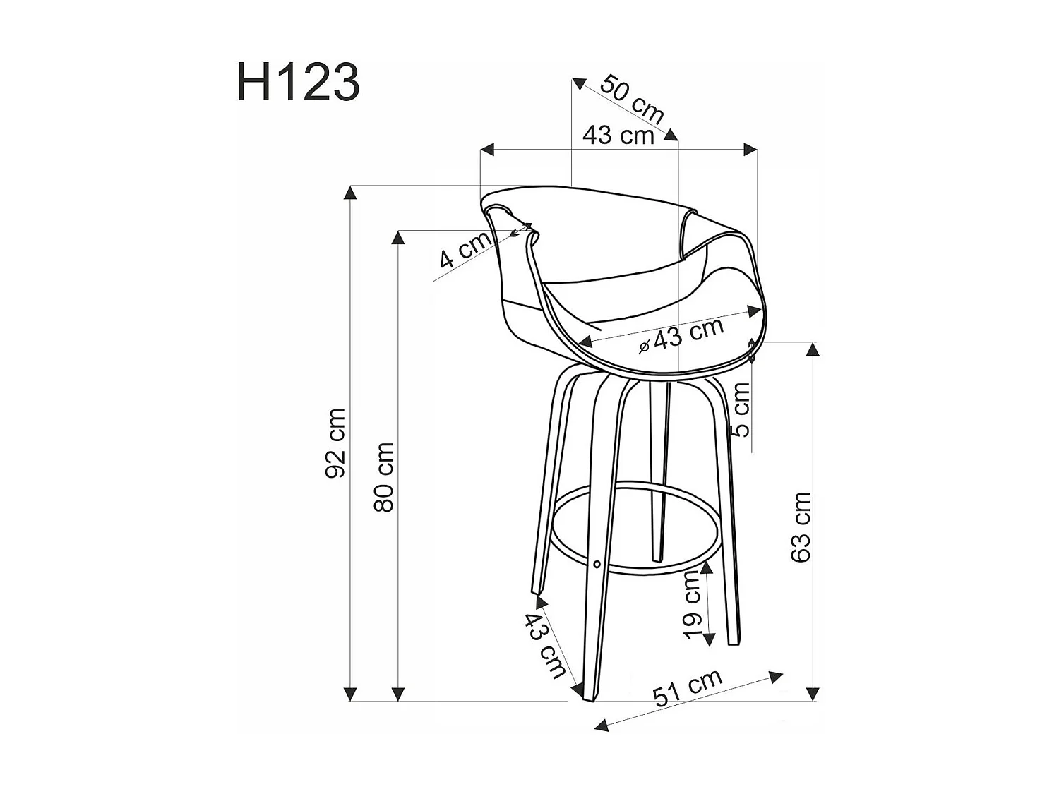 Chaise de bar H123/Simili cuir/Plateau de meuble/Gris&Marron