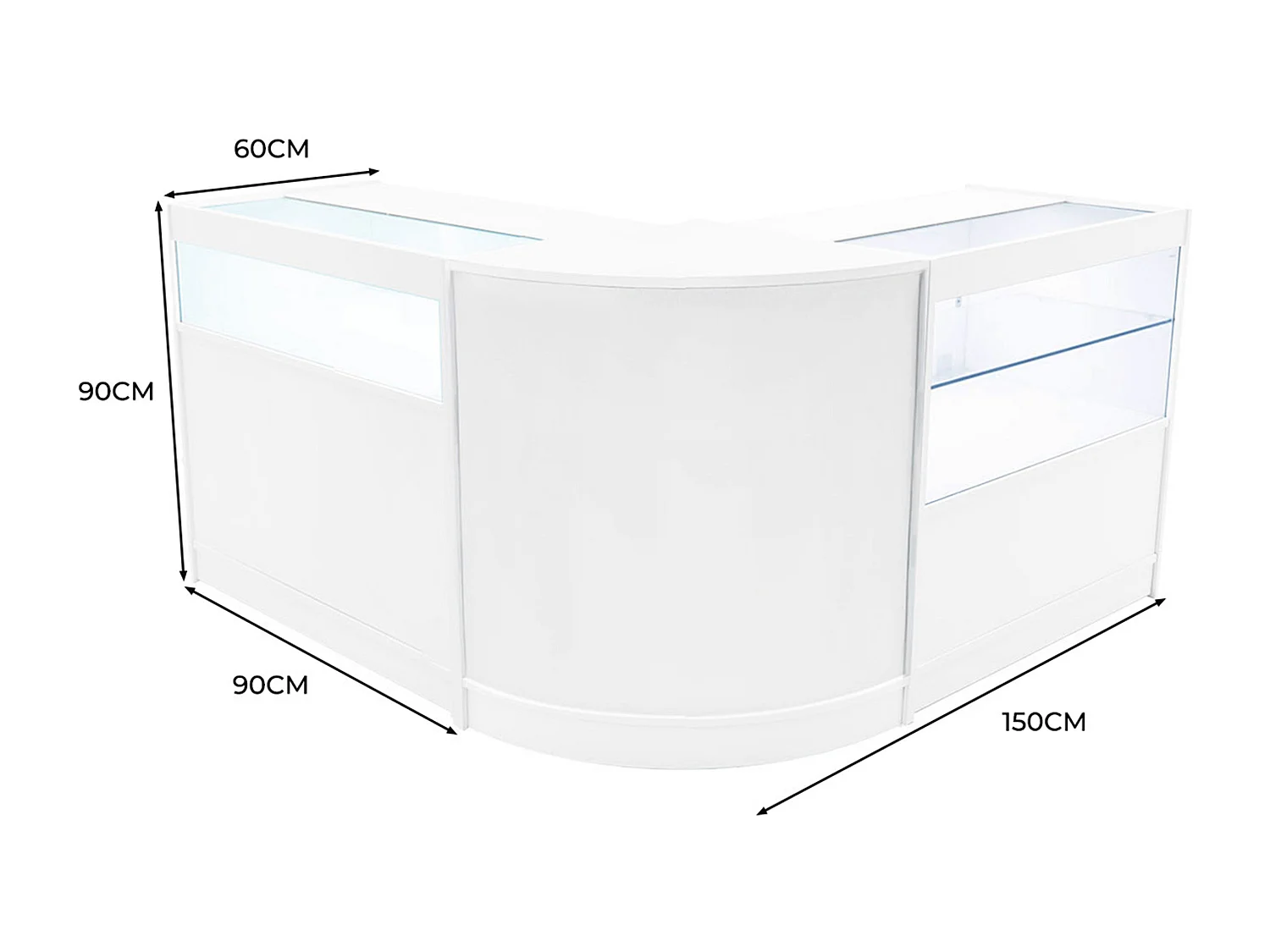 Comptoir de Ventes Verouillables Blanc à LED Ensemble Adonis B900, C900, CM60