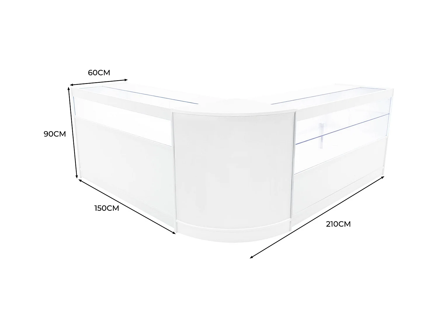 Adonis LED Winkel Toonbank Set B1500, C1500 & CM60 - Wit