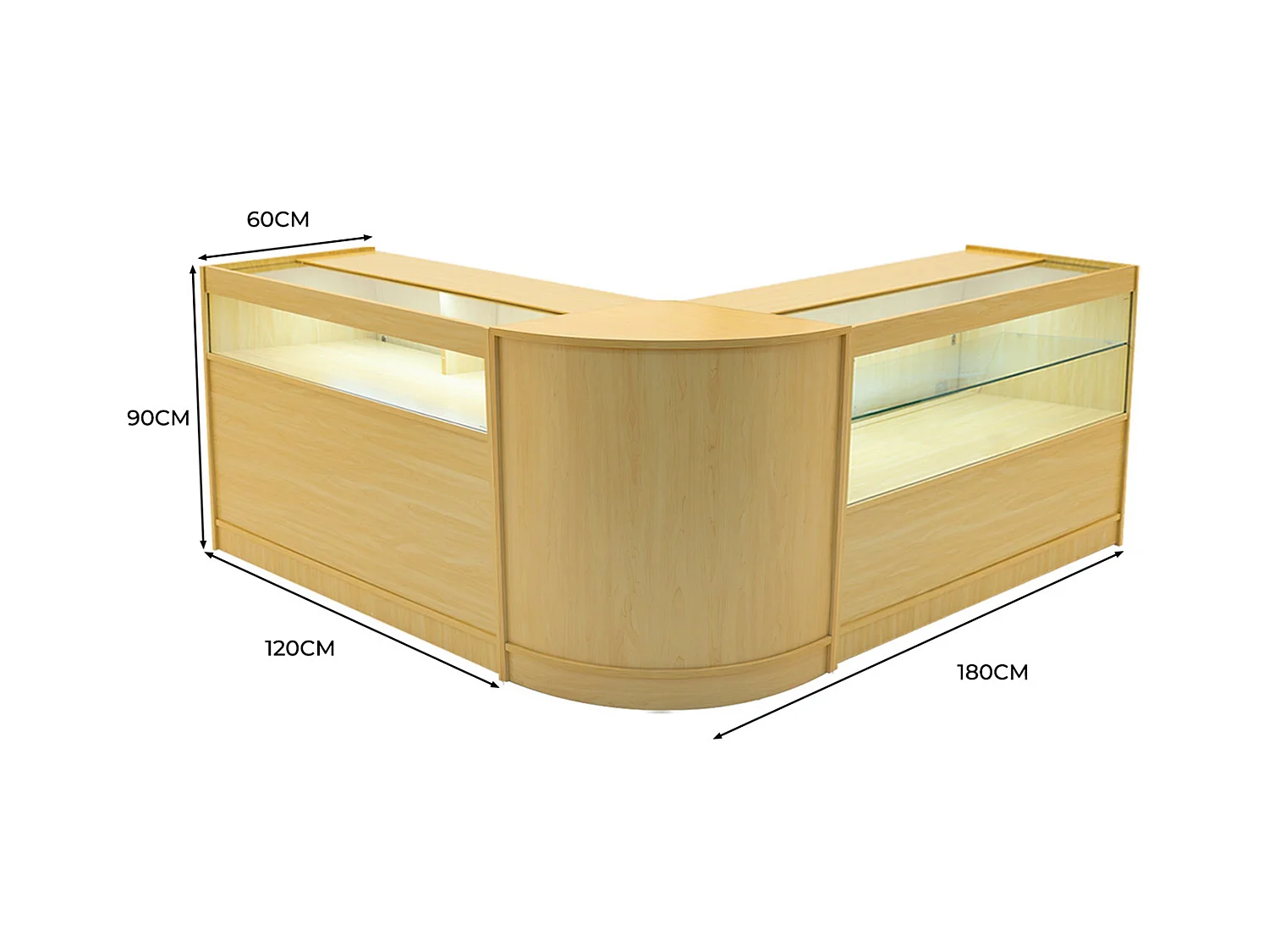 Adonis LED Ladentheke Set CM60 + B1200 + C1200 – Ahorn