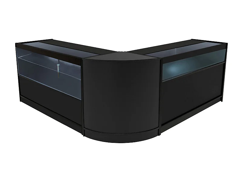 Conjunto de BalcÃµes Comerciais com Luz LED "ADONIS" CM60 + B1500 + C1500 â€“ cor Preto