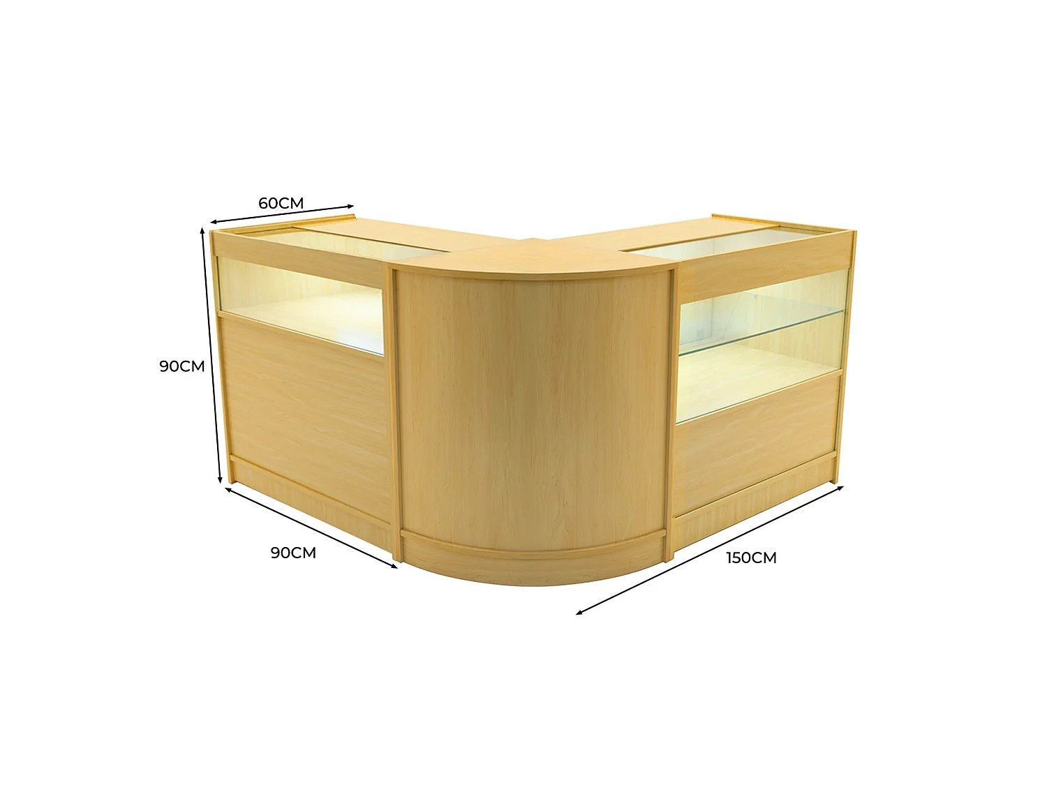 Comptoir de Vente Érable LED Intégrés B900 Portes Coulissantes [2 Clés INCLUS]