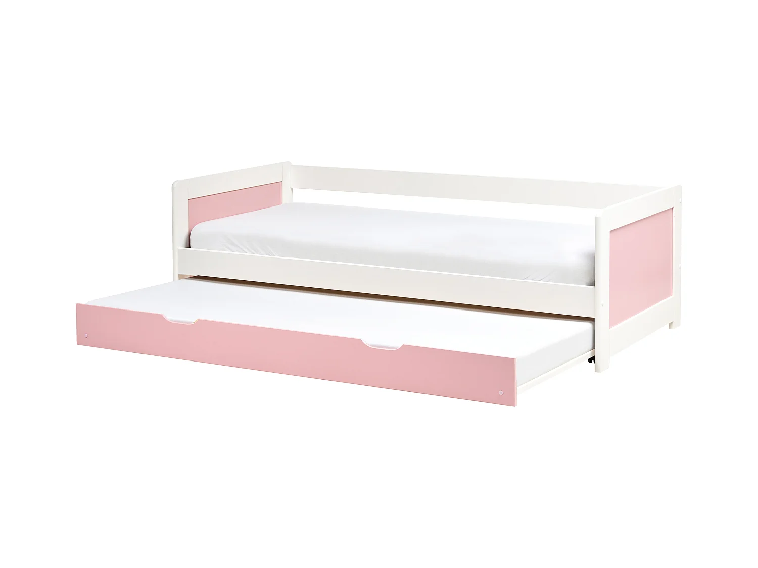 Lit gigogne Bois de pin GRAVELINES 90 x 200 cm Rose