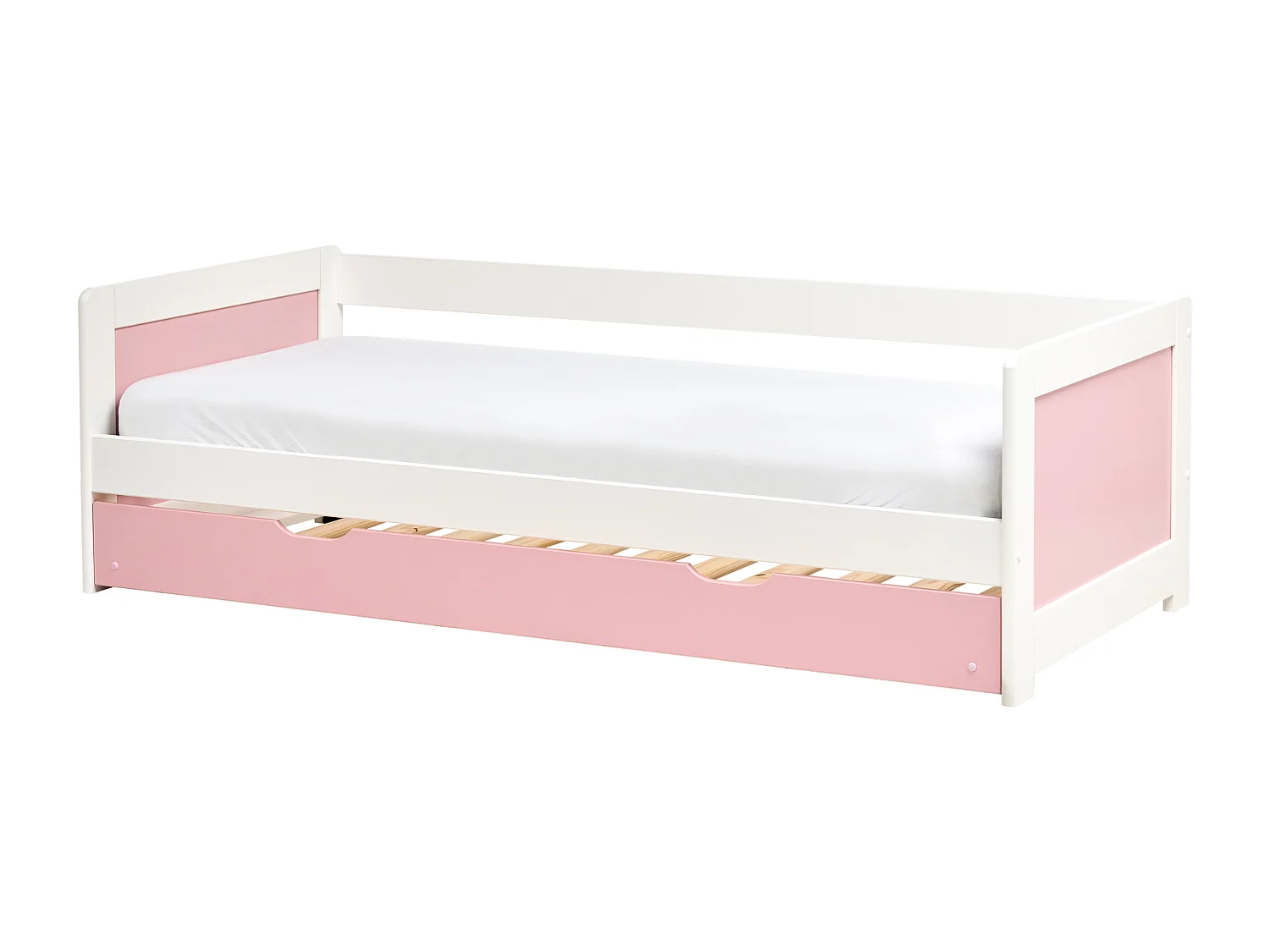 Lit gigogne Bois de pin GRAVELINES 90 x 200 cm Rose