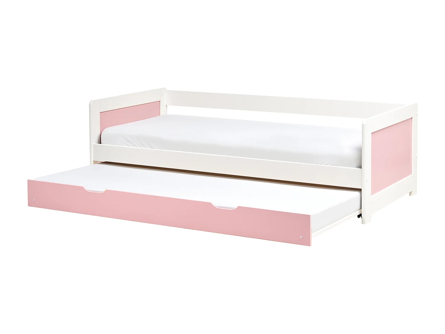 Lit gigogne Bois de pin GRAVELINES 90 x 200 cm Rose