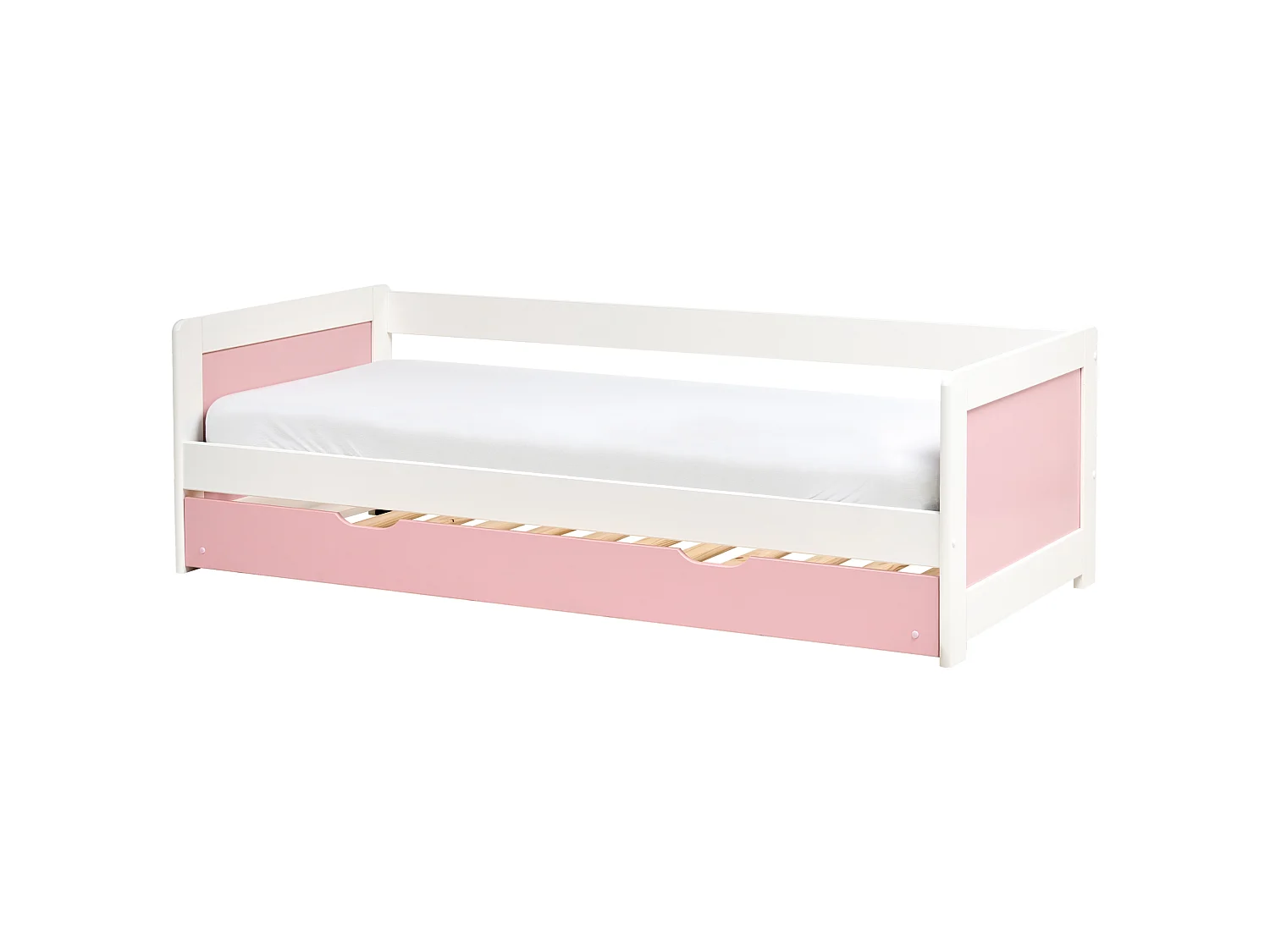 Lit gigogne Bois de pin GRAVELINES 90 x 200 cm Rose
