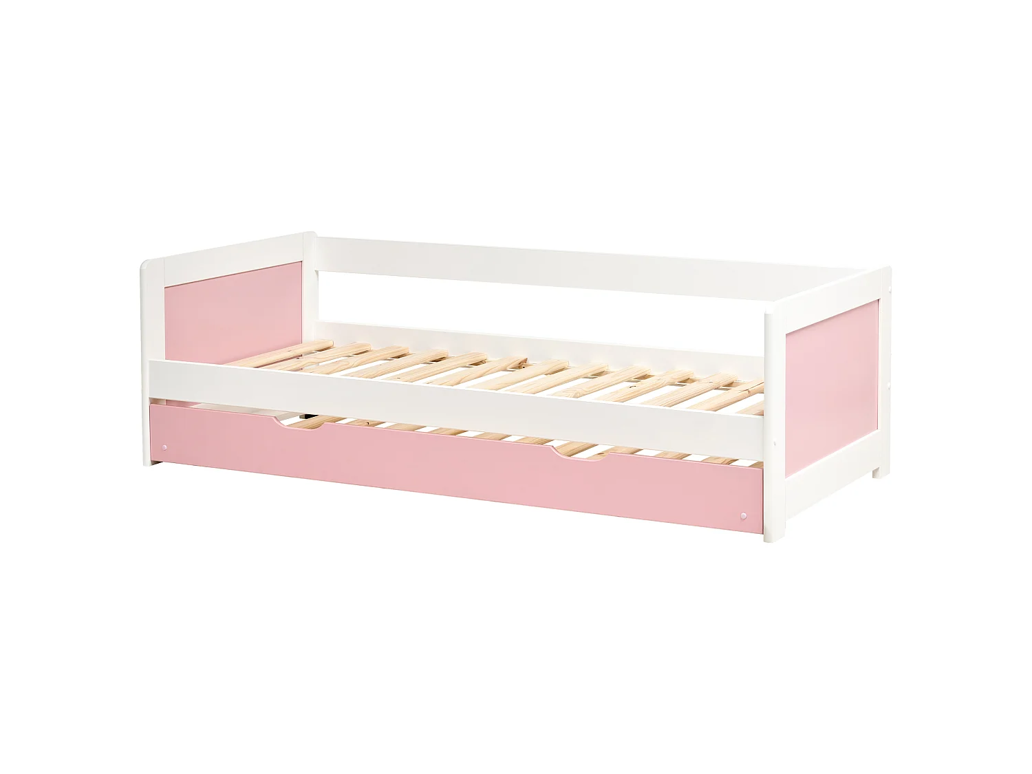 Lit gigogne Bois de pin GRAVELINES 90 x 200 cm Rose