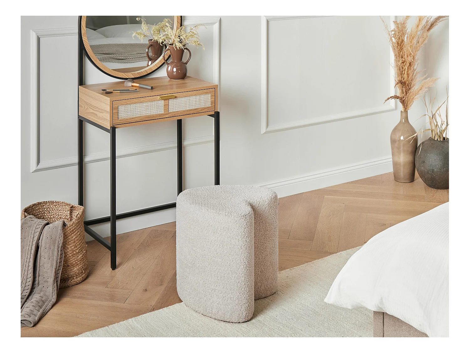 Pouf SCOTIA Tissu chenille Beige