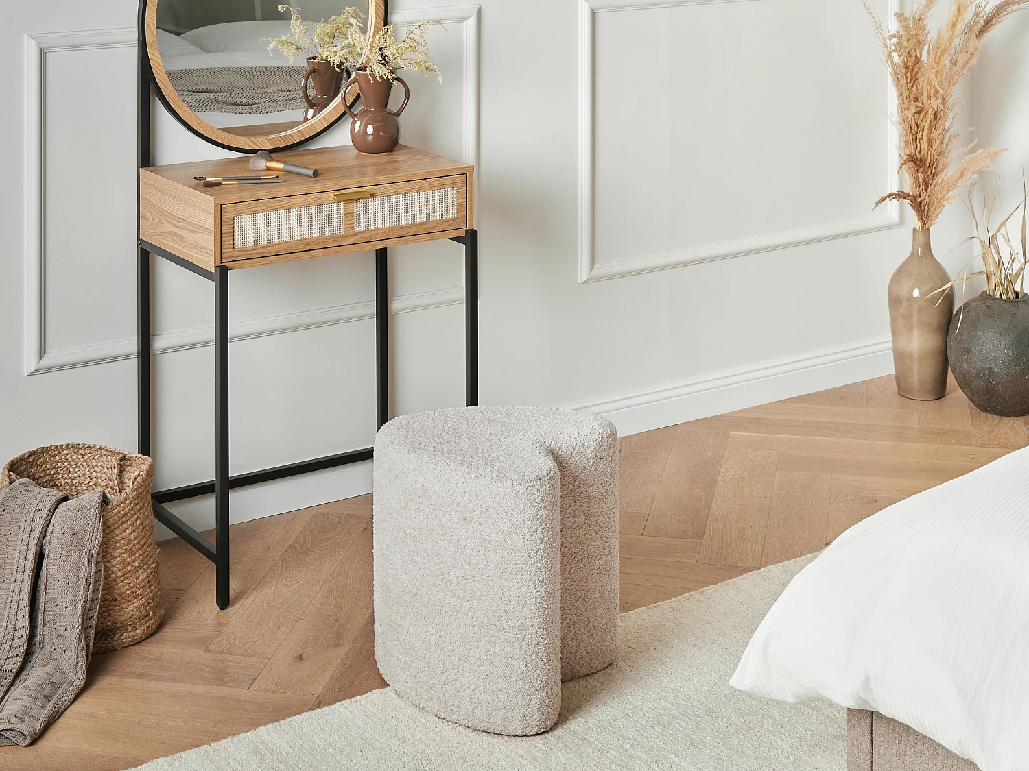 Pouf SCOTIA Tissu chenille Beige