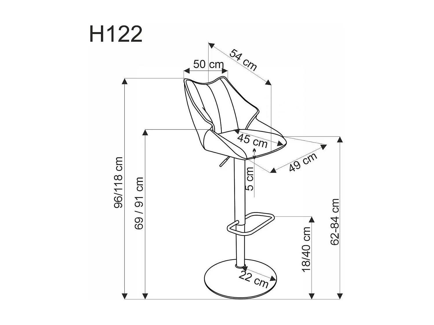 Barhstuhl H122/Stoffbezug/Metall/Grau