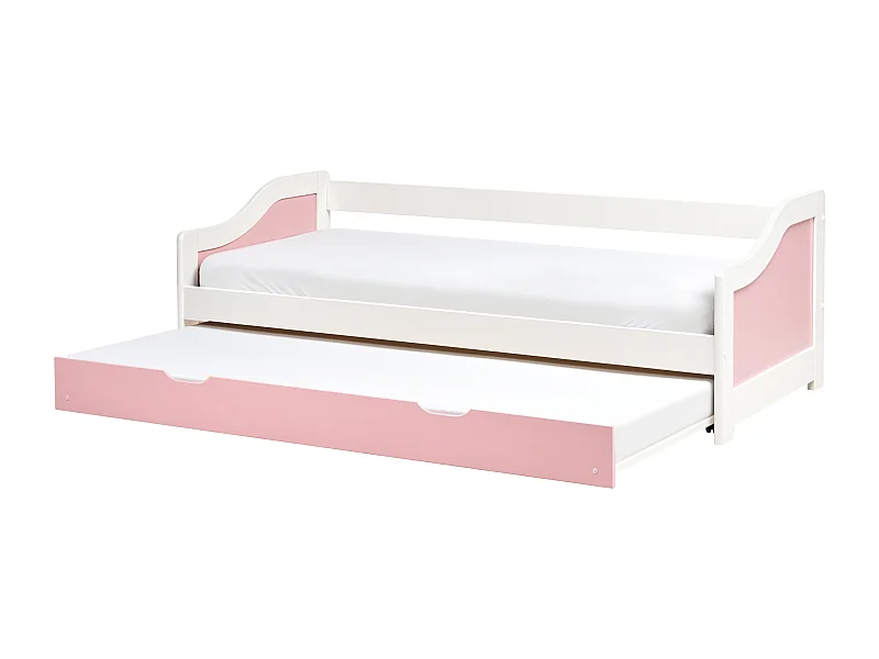 Lit gigogne Bois de pin LUNERAY 90 x 200 cm Rose