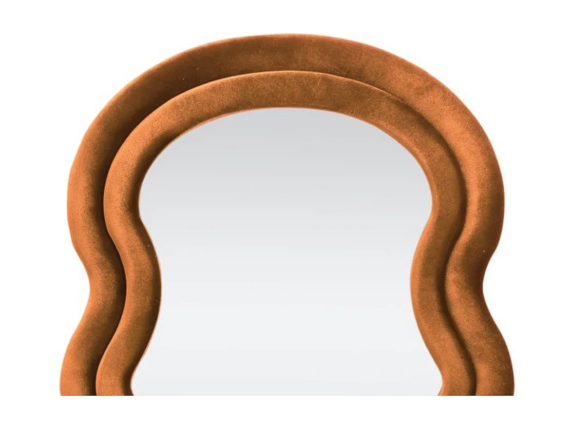 Miroir Confetto/Housse en velours/MDF/Verre miroir/Orange