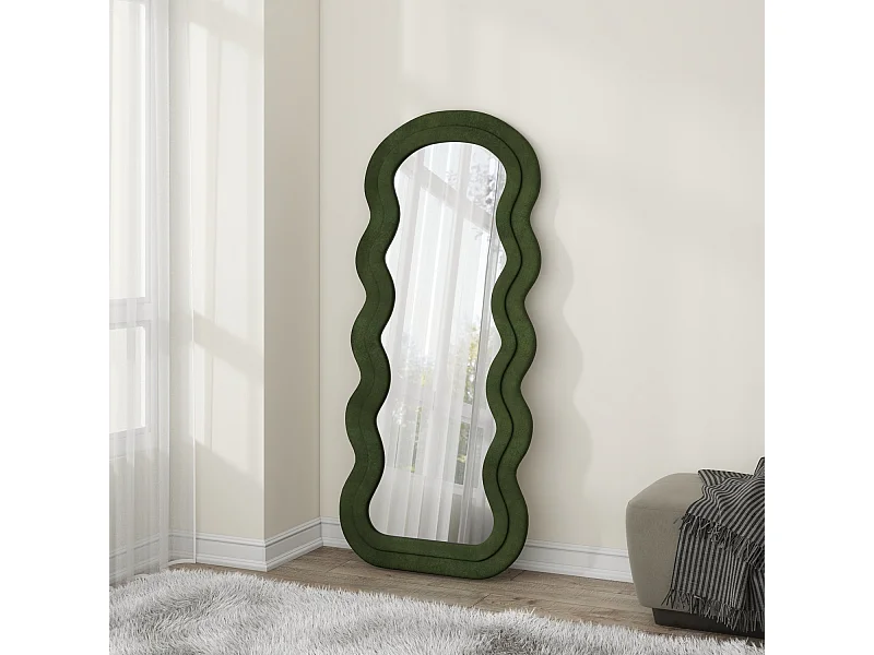 Miroir Confetto/Housse en velours/MDF/Verre miroir/Vert