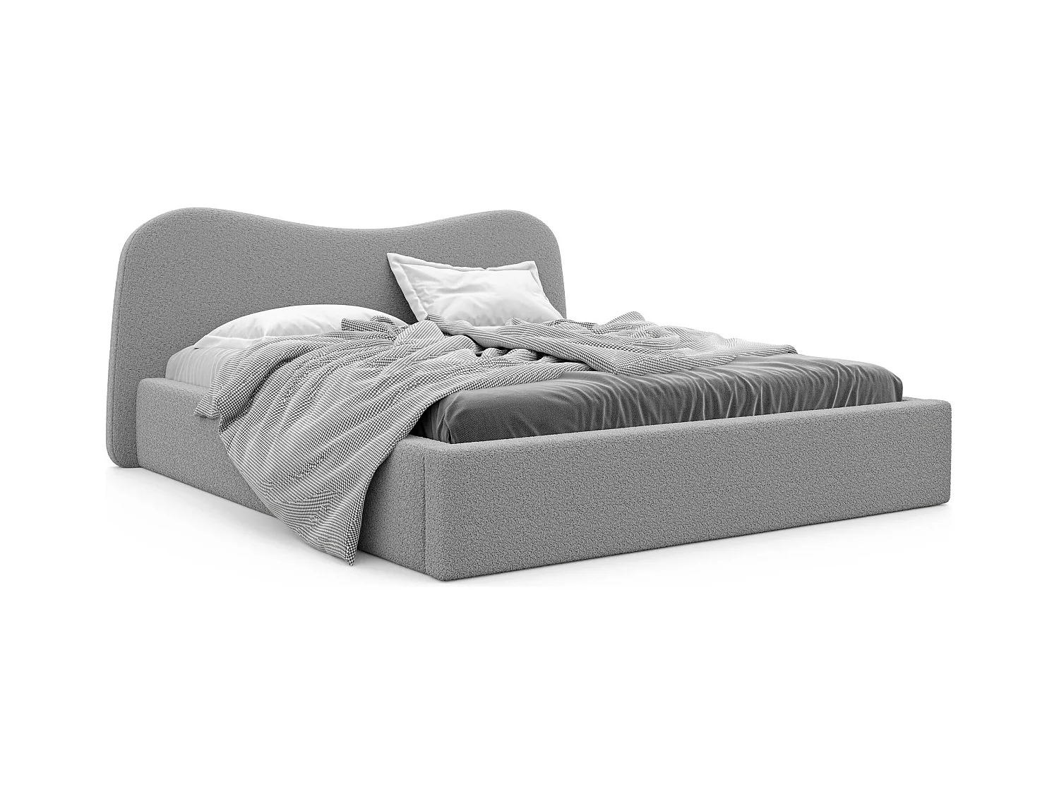 Lit tapissé COZY avec coffre de rangement pour la literie | 180x200 Gris