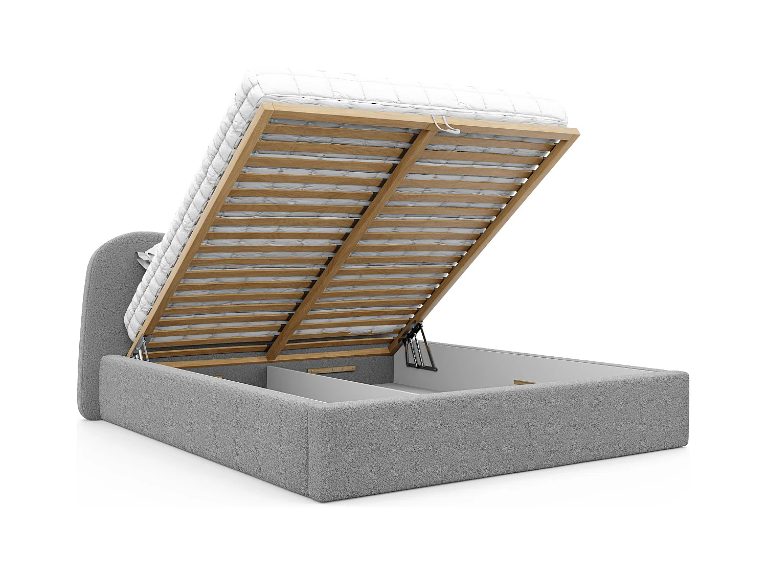 Lit tapissé COZY avec coffre de rangement pour la literie | 180x200 Gris