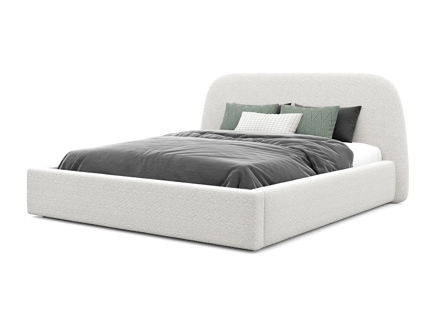 Lit tapissé CLOUD avec coffre de rangement pour la literie | 160x200 Crème