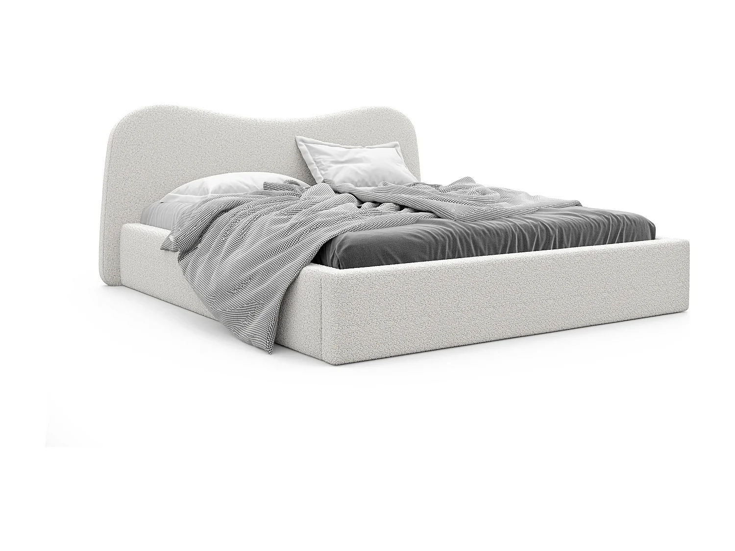 Lit tapissé COZY avec coffre de rangement pour la literie | 160x200 Crème