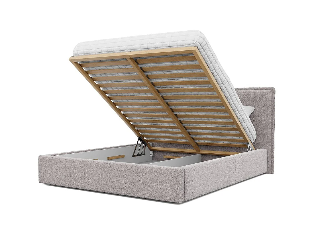 Lit tapissé COFY avec coffre de rangement pour la literie | 160x200 Rose poudré