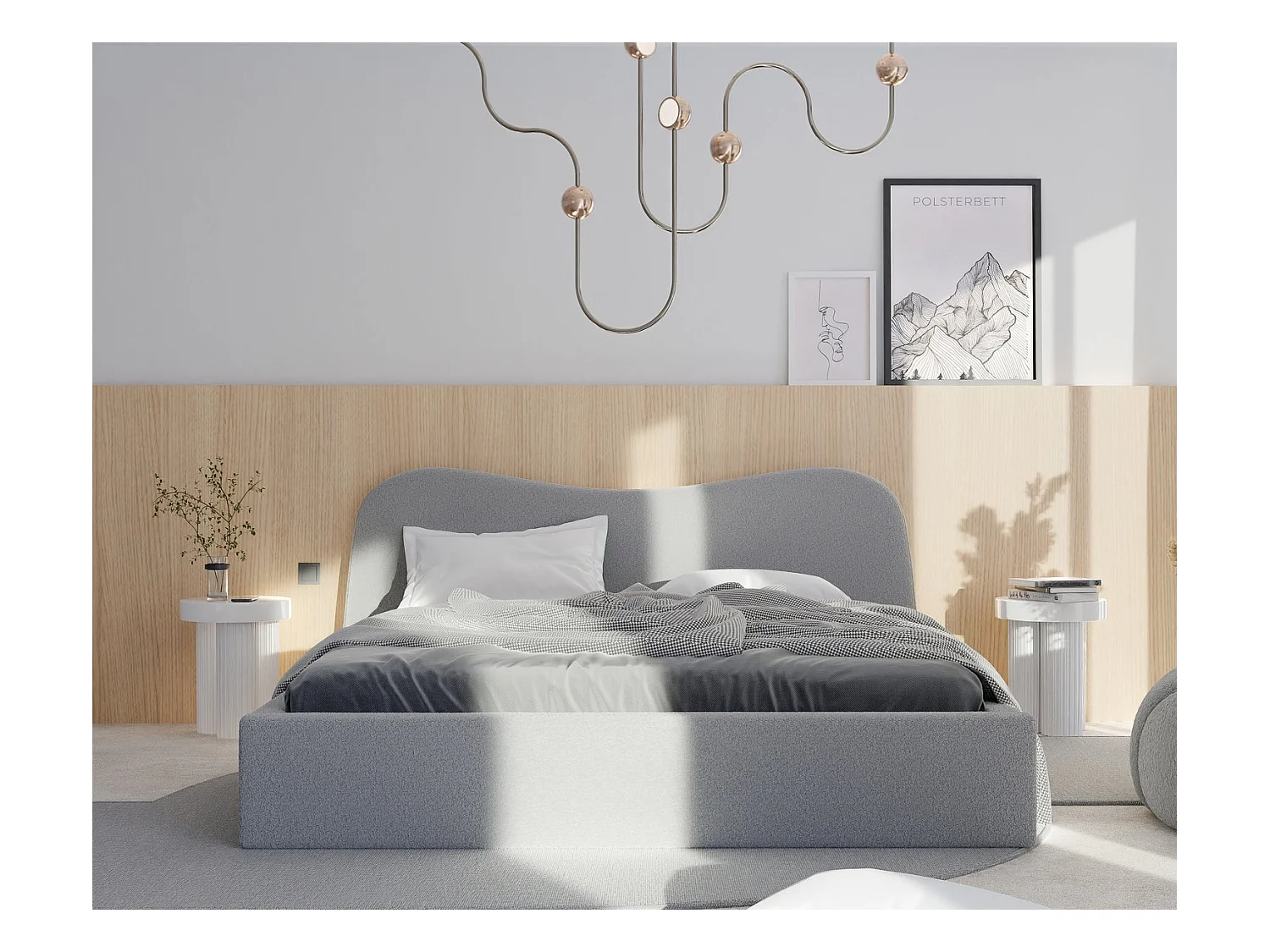 Lit tapissé COZY avec coffre de rangement pour la literie | 140x200 Gris