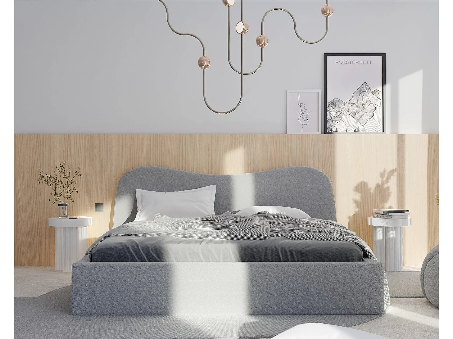 Lit tapissé COZY avec coffre de rangement pour la literie | 140x200 Gris