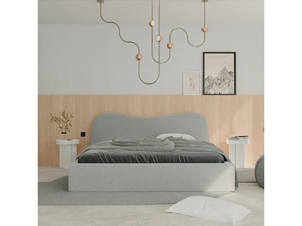 Lit tapissé COZY avec coffre de rangement pour la literie | 180x200 Gris