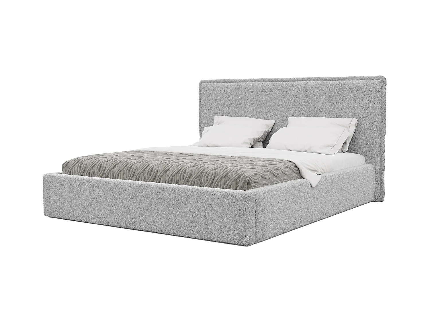 Lit tapissé COFY avec coffre de rangement pour la literie | 180x200 Gris